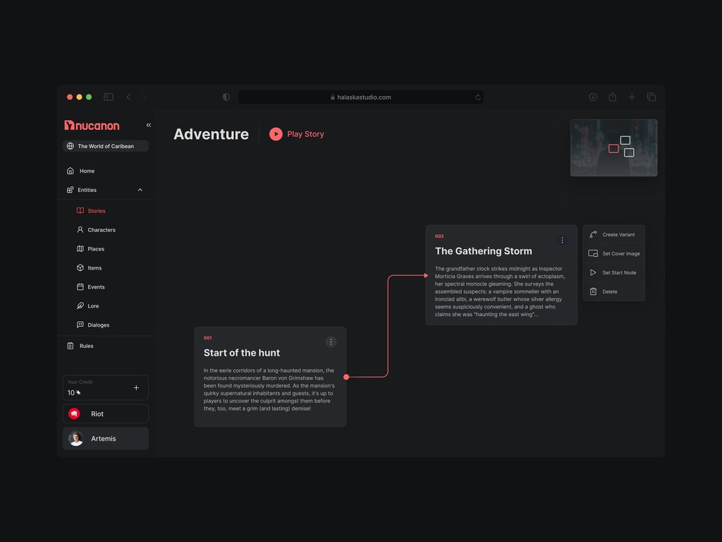 Nucanon AI storytelling canvas