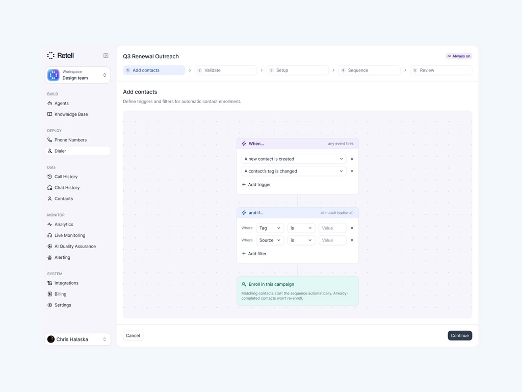 Retell AI voice agent platform